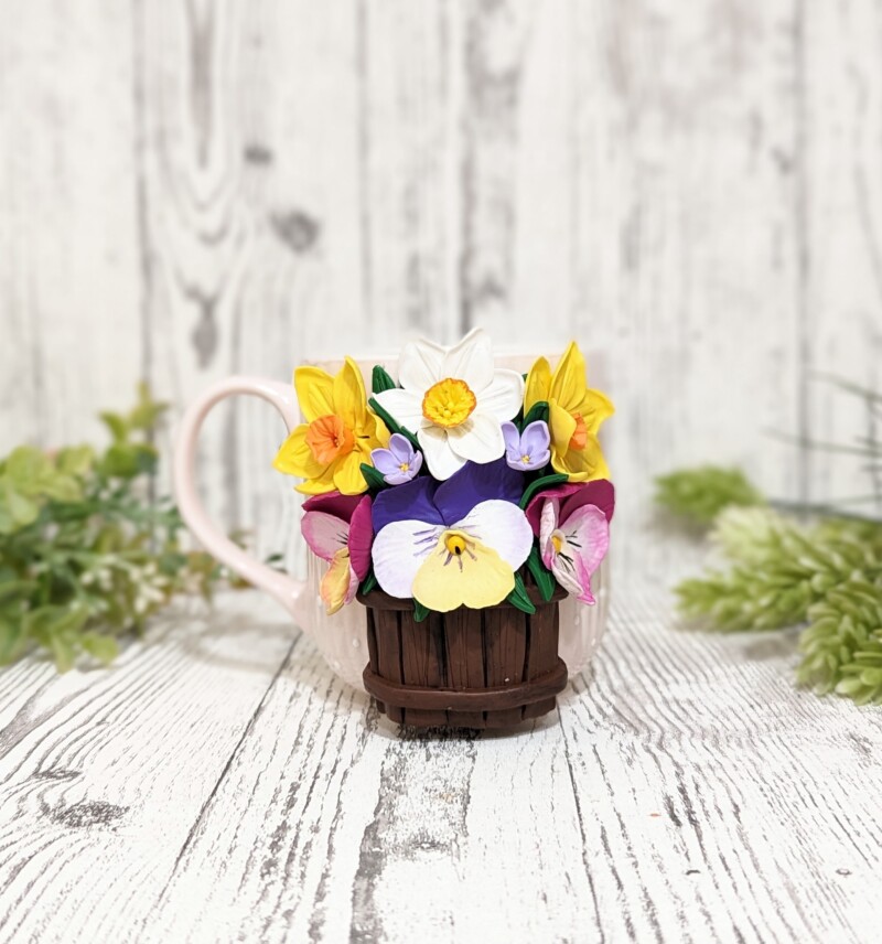 Cană ceramică personalizată - model flori - imagine 3