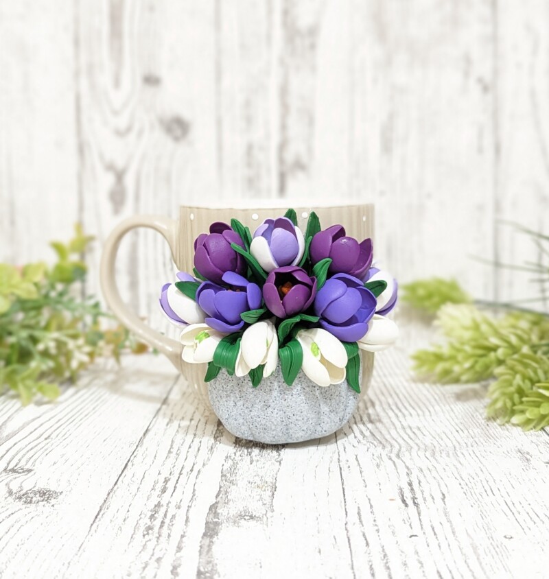 Cană ceramică personalizată - model flori - imagine 2